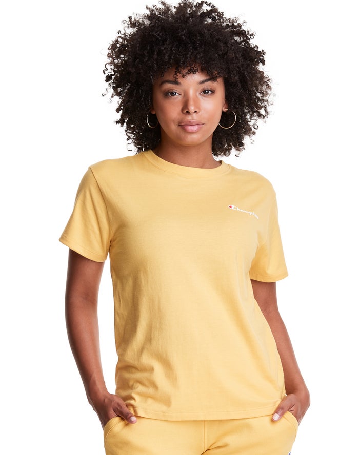 Champion Classic Script Logo T-Shirt Dames - Geel - Belgie 6530SGAPJ